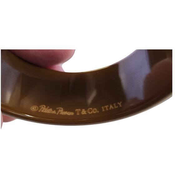 Tiffany & Co. Paloma Picasso Zellige Geometric Tan/Caramel Resin Bangle - Picture 2 of 6